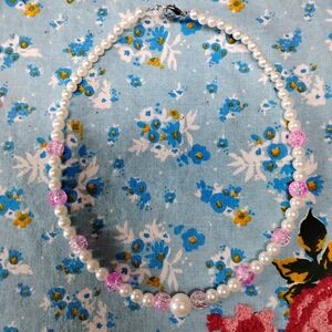 Pearl and Pink Beaded Necklace